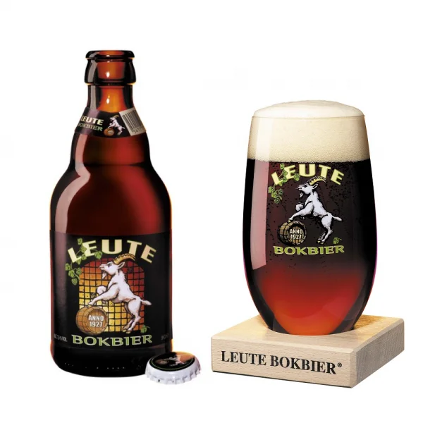 Speciaalbier Leutebok met ingeschonken Leute bokbier bierglas