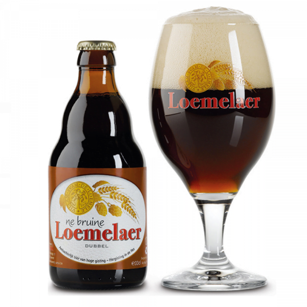 Speciaalbier Loemelaer Dubbel met ingeschonken Loemelaer bierglas