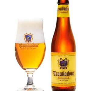 Speciaalbier Troubadour Blond met ingeschonken Troubadour bierglas