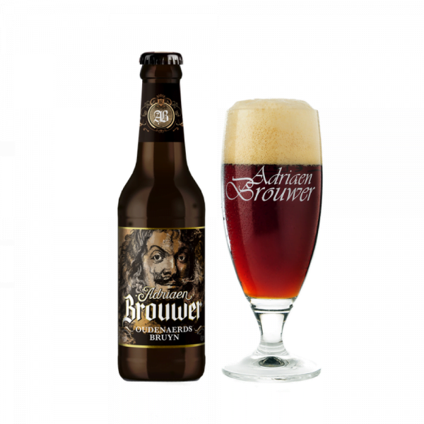 Speciaalbier Adriaen Brouwer bruin met ingeschonken bierglas