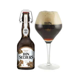 Bierfles Bon Secours Emerite met ingeschonken bierglas