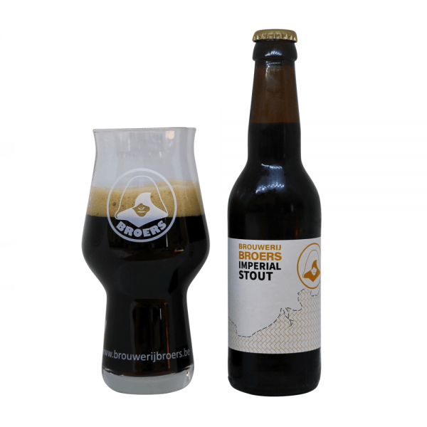 Speciaalbier Broers Imperial Stout met ingeschonken bierglas