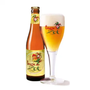 Speciaalbier Burgse Zot Blond met ingeschonken Brugse Zot bierglas