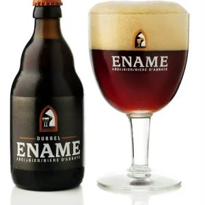 Speciaalbier Ename Dubbel met ingeschonken Ename bierglas