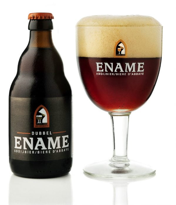 Speciaalbier Ename Dubbel met ingeschonken Ename bierglas