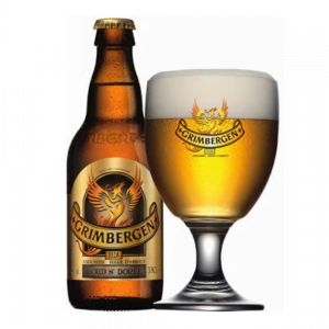 Speciaalbier Grimbergen Goud met ingeschonken Grimbergen bierglas