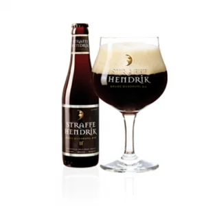 Speciaalbier Straffe Hendrik Quadrupel met ingeschonken Straffe Hendrik bierglas