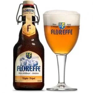 Speciaalbier Floreffe Tripel met ingeschonken Floreffe bierglas