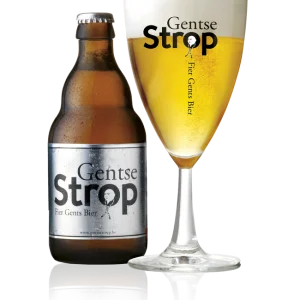 Speciaalbier Gentse Strop met ingeschonken Gentse Strop bierglas