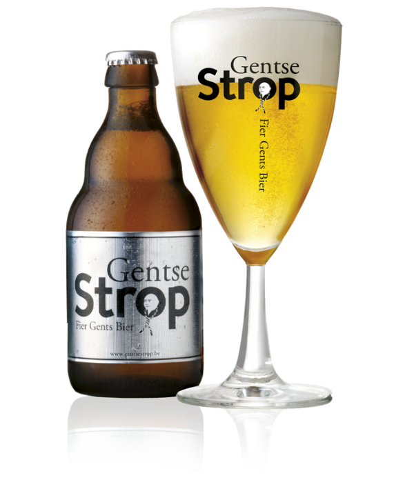 Speciaalbier Gentse Strop met ingeschonken Gentse Strop bierglas