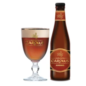 Gouden Carolus Ambio met ingeschonken bierglas