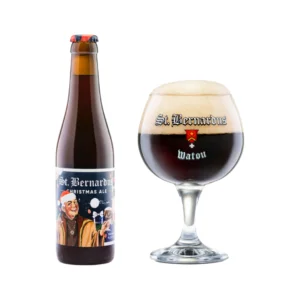 Sint Bernardus Christmas Ale met ingeschonken St Bernardus bierglas