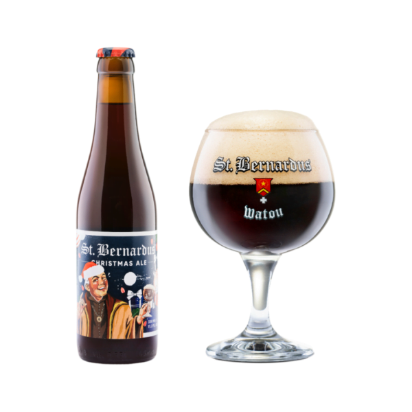 Sint Bernardus Christmas Ale met ingeschonken St Bernardus bierglas