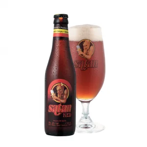 Speciaalbier Satan Red met ingeschonken Saten bierglas