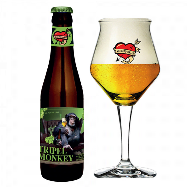 Speciaalbier Tripel Monkey met ingeschonken bierglas