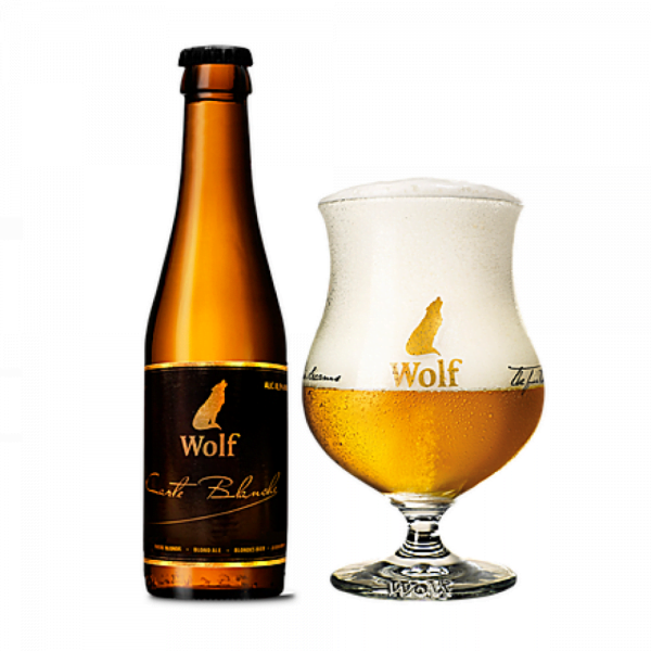 Speciaalbier Wolf Carte Blanche met ingeschonken Wolf bierglas