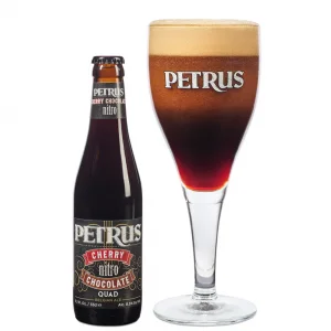 Special beer Petrus Nitro Cherry & Chocolate with poured Petrus beer glass