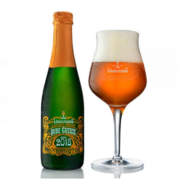 Speciaalbier Lindemans Oude Gueuze met ingeschonken Lindemans bierglas