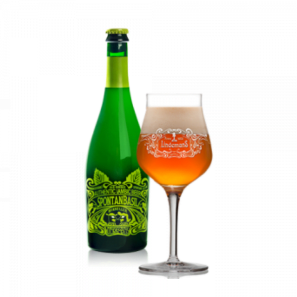 Speciaalbier Lindemans SpontanBasil met ingeschonken Lindemans bierglas