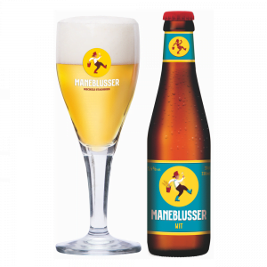 Speciaalbier Maneblusser Wit met ingeschonken Maneblusser bierglas