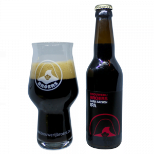 Speciaalbier Broers Dark Saison IPA met ingeschonken bierglas