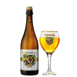 Speciaalbier Lupulus Blond met ingeschonken Lupulus bierglas