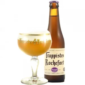 Speciaalbier trappist Rochefort triple extra met ingeschonken bierglas