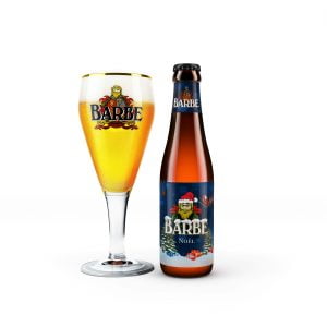 Speciaalbier Barbe Noel kerstbier met ingeschonken bierglas