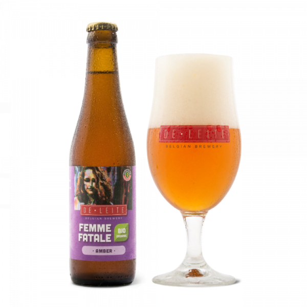 Speciaalbier FEmme Fatlae Bio met ingeschonken de Leite bierglas