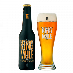 Speciaalbier King Mule IPA met ingeschonken bierglas