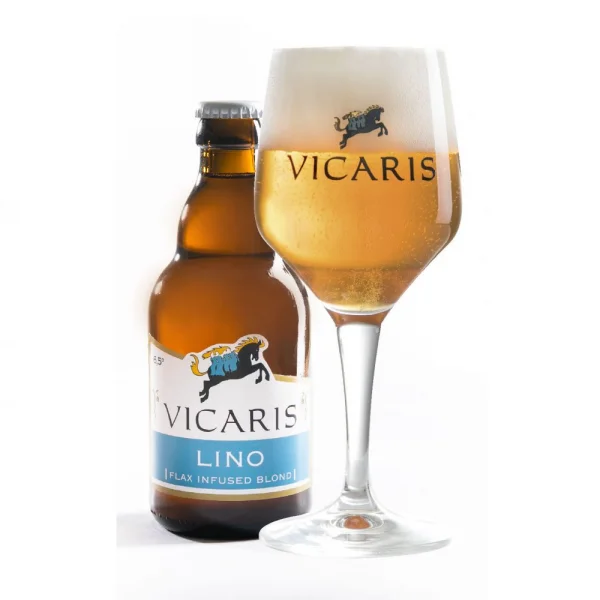 Bierfles Vircaris Lino met ingeschonken bierglas