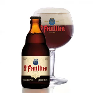 Bierfles St-Feuillien Qaudrupel met ingeschonken bierglas