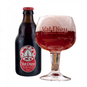 Val Dieu Fruitee met ingeschonken Val dieu bierglas