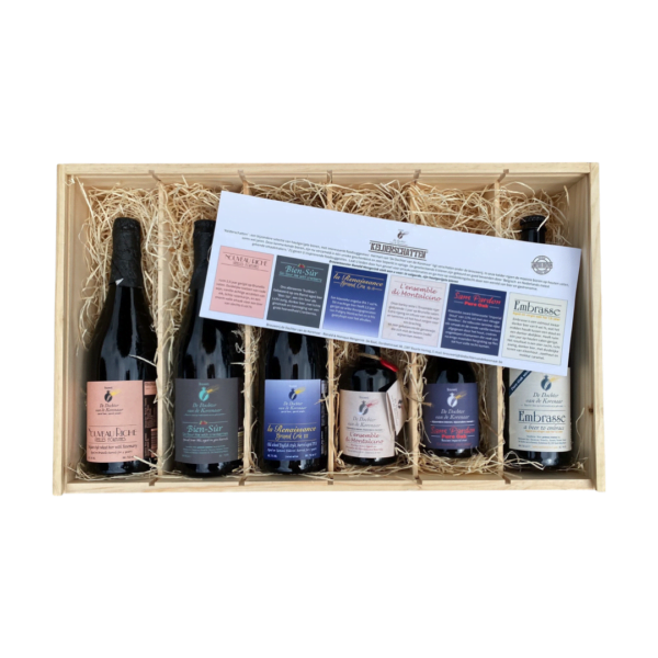 Geschenkkist met 6 unieke Barrel Aged bieren van Brouwerij de Dochter van de Korenaar