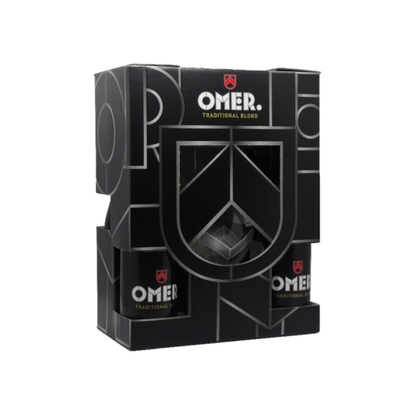 Omer geschenkpakket met 4 bierflesjes en omer bierglas